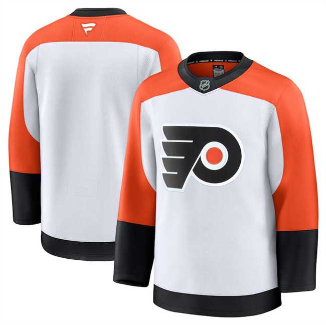 Mens Philadelphia Flyers Custom White 2024-25 Away Stitched Hockey Jersey